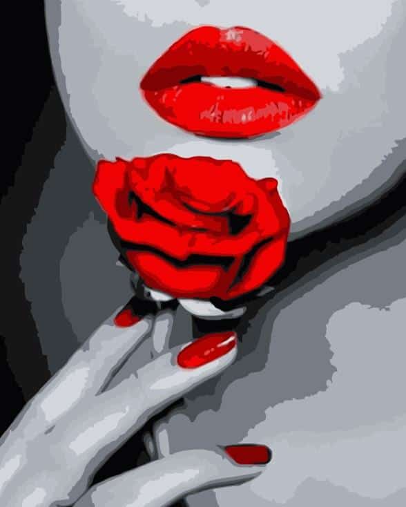 

Rose Red Lips – Paint By Numbers - 40*50CM, 501 Original