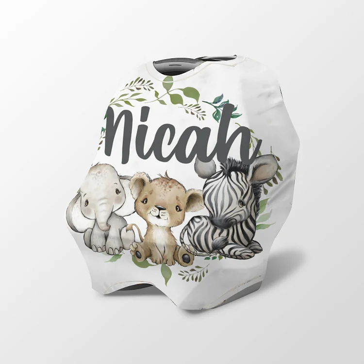 Personalized Forest Zoo Baby Car Seat Canopy| Canopyl211
