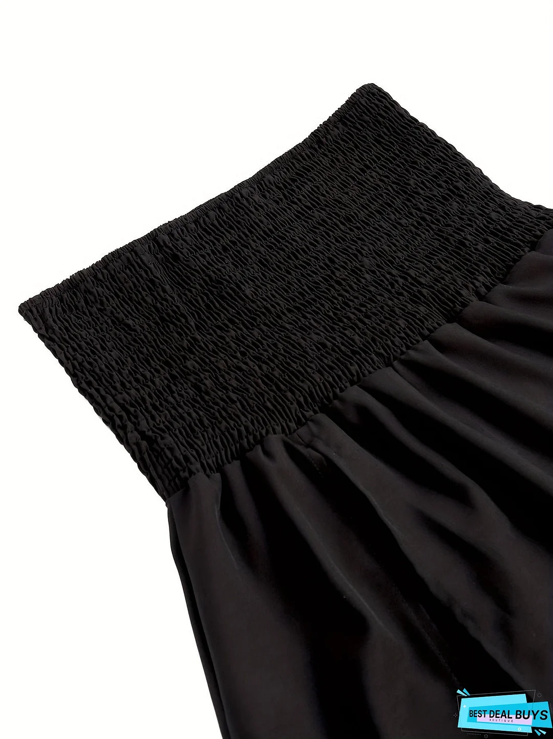 Solid Split Hem Shirred Skirt, Casual Skirt For Spring & Summer, Women's Clothing