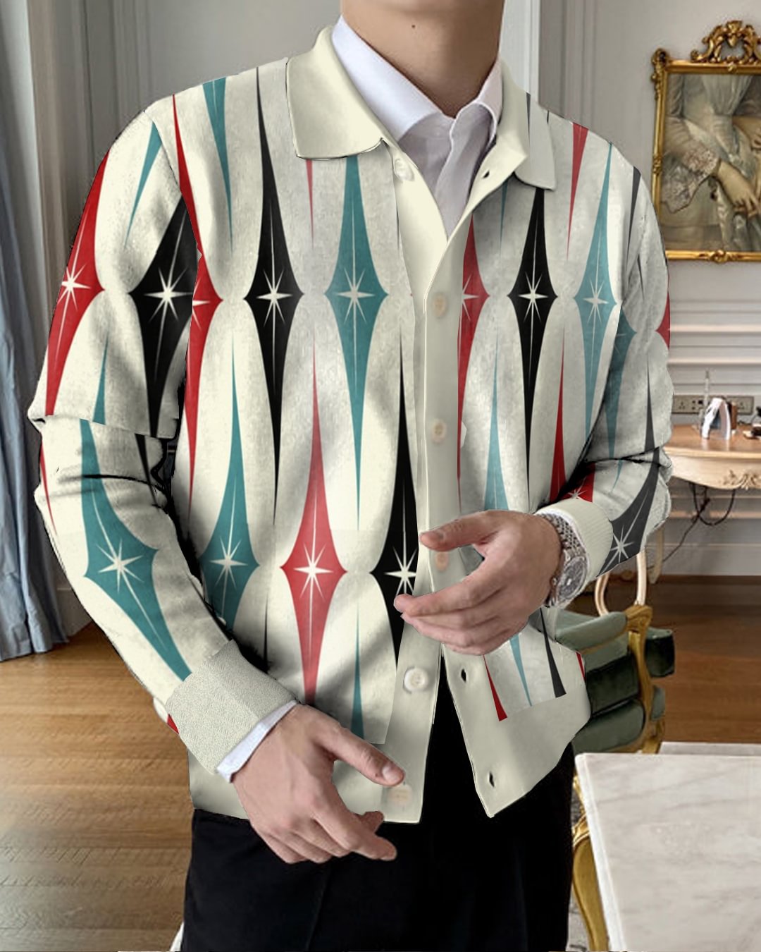 Men's Lapel Knitted Sweater Cardigan a416