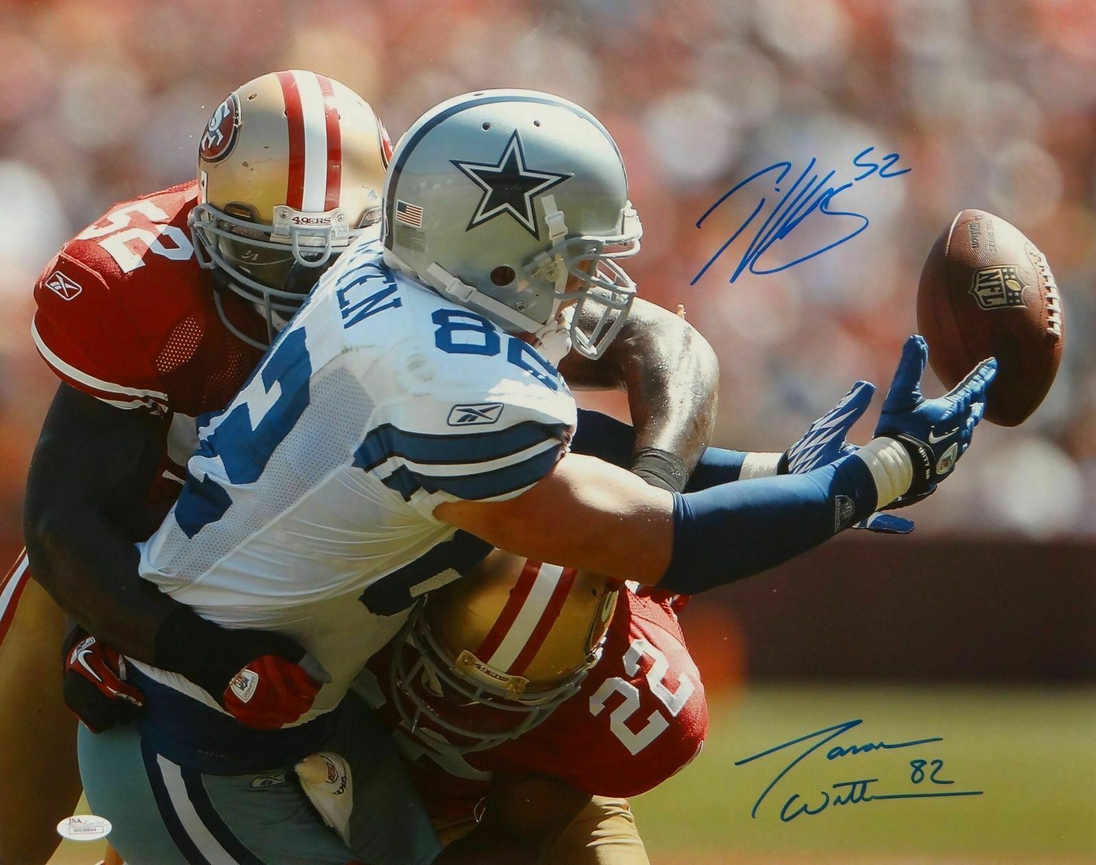 Patrick Willis Jason Witten Autographed 16x20 Catch Photo Poster painting- JSA Witnessed Auth