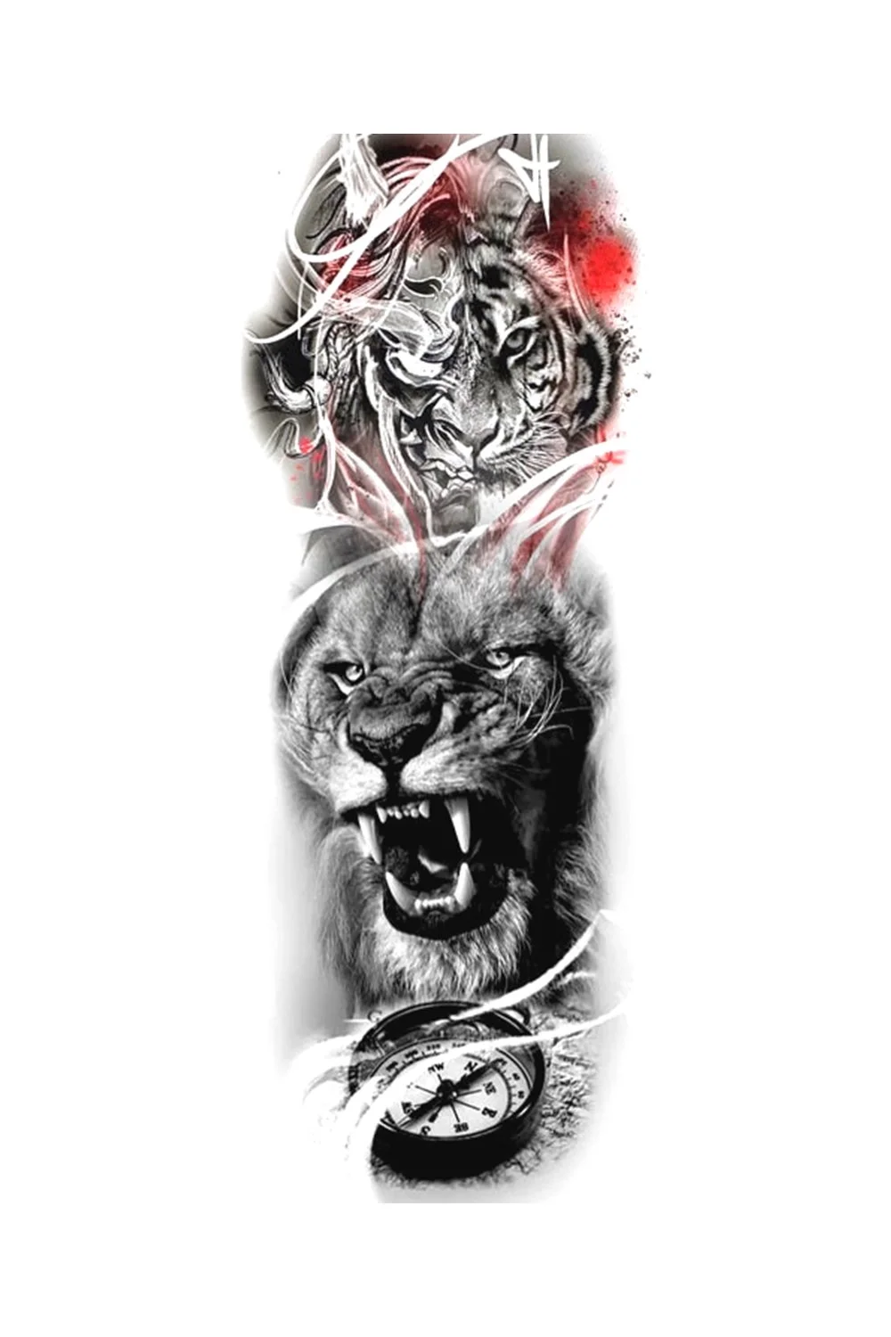  Temporary Tattoos Skeleton Hand For Men Women Horrer Adult Wolf Tiger Full Skull Totem Tatto Body Arm Legs Tattoos 921-1