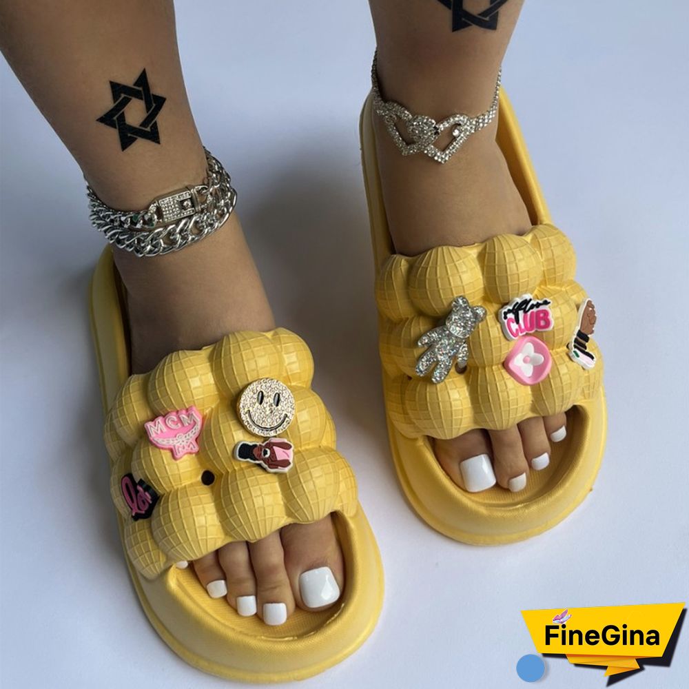 Cream White Daily Living Patchwork Round Comfortable Shoes