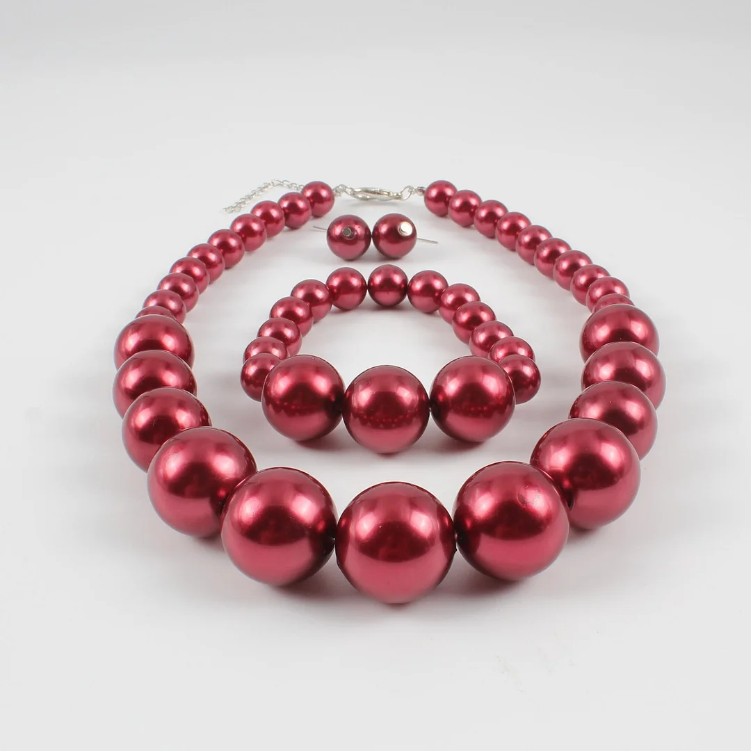 French Minimalist Creative Pearl Hariband & Necklace & Earrings (3 pieces Sets)