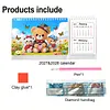 Little Bear Diamond Art Monthly Flip Tabletop Calendar January 2027 - December 2028 Small Desktop Calendar Planner 24 Months for Living Room Bedroom Office Desk Gift Giving