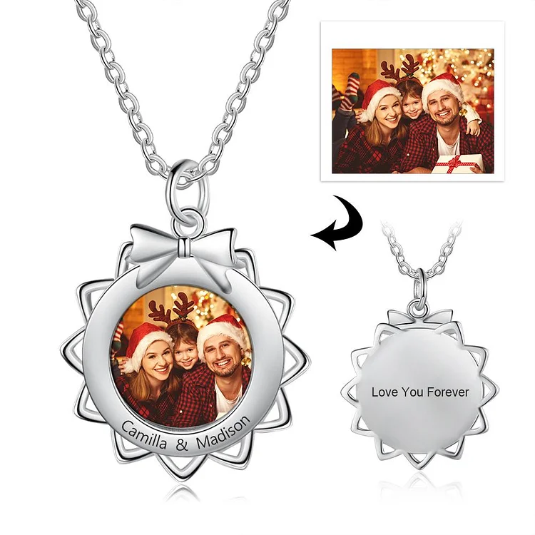 Christmas Photo Engraved Personalized Necklace