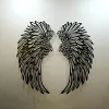 ✨Ailes d'ange noir Art des ailes en m&eacute;tal d&eacute;coration Murale avec lumi&egrave;res LED