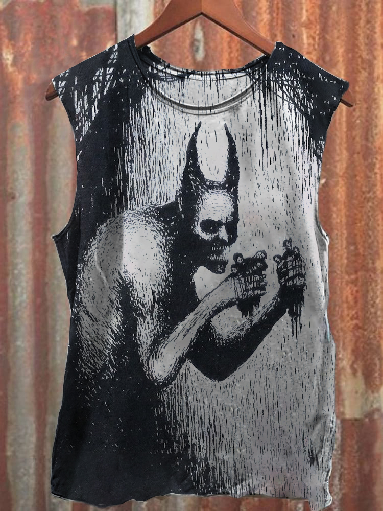 Unisex Devil Print Casual Vest / TECHWEAR CLUB / Techwear