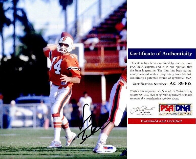 Vinny Testaverde Signed Autographed Miami Hurricanes UM 8x10 inch Photo Poster painting PSA/DNA