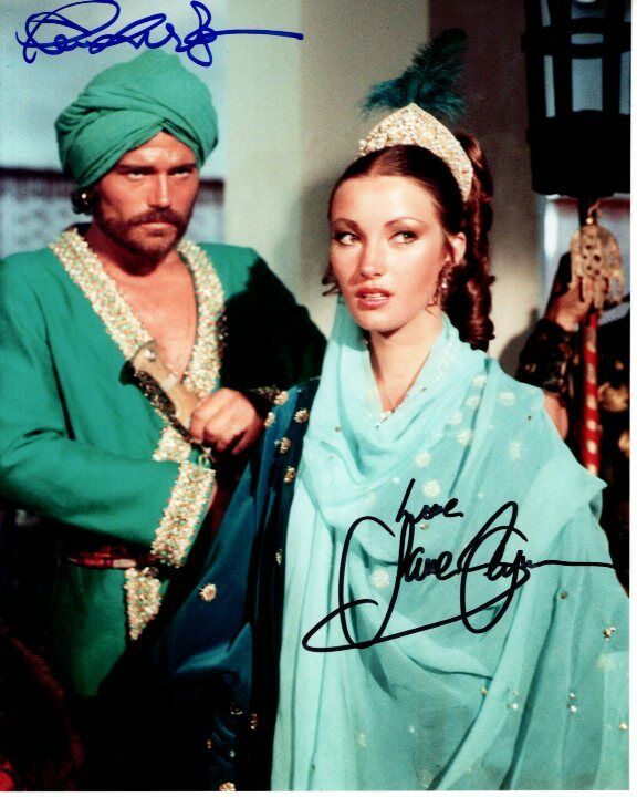 PATRICK WAYNE and JANE SEYMOUR signed autographed 8x10 SINBAD Photo Poster painting