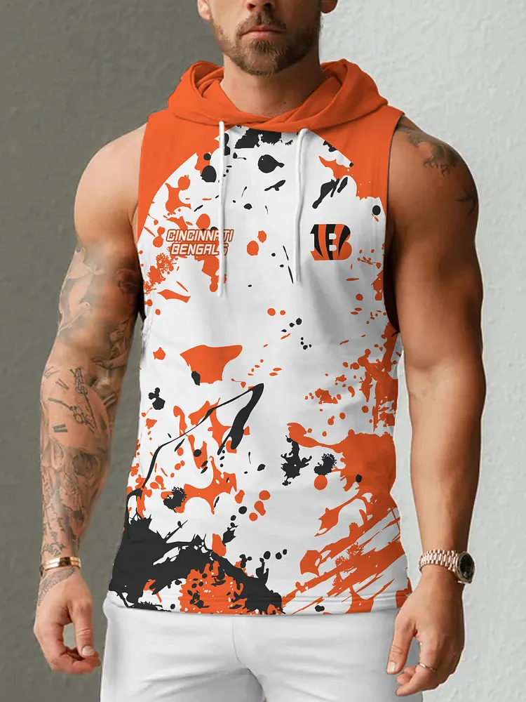 Cincinnati Bengals Men's  Casual Comfy Sleeveless Hooded Tank Top