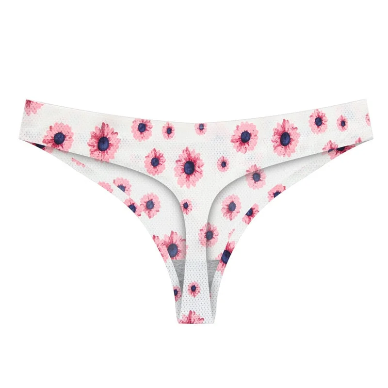 Meet'r Women Sexy Flowers Lingerie Temptation Low-waist Panties Thong Sameless Breathable Underwear Female G String Intimates