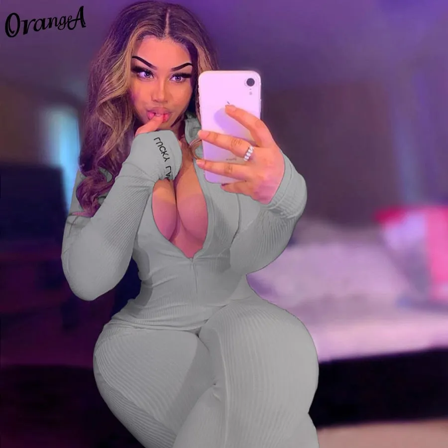 OrangeA skinny fitness women active wear pink jumpsuits turtleneck sporty long sleeve casual overalls workout streetwear outfits
