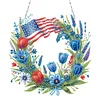 (US Only)Independence Day Wreath 5D DIY Diamond Painting Dots Pendant for Window Wall