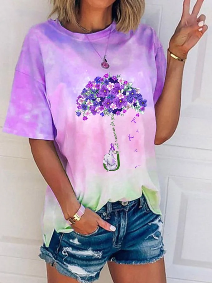 Women's I'll Remember For You Alzheimer's Disease Awareness Dementia Print T-Shirt socialshop