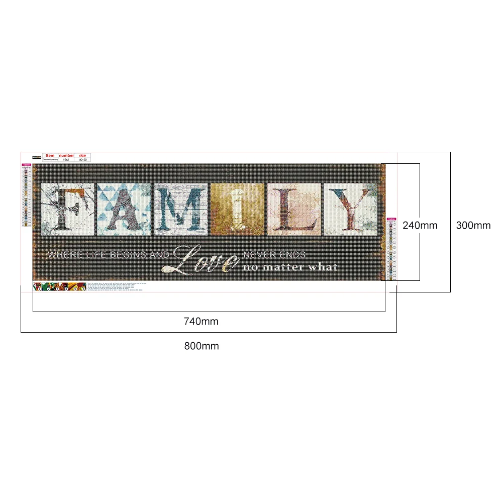 Diamond Painting - Full Round Drill - Family Letter(80*30cm)