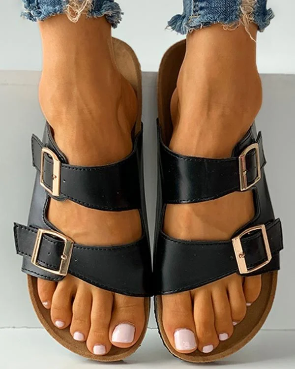 Buckled Open Toe Footbed Sandals