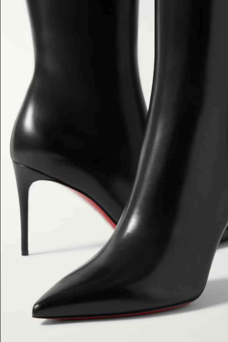 10CM/4 inch Women's Middle Heels Red Bottom Long Boots Knee Sexy Dress Patent Suede Boots