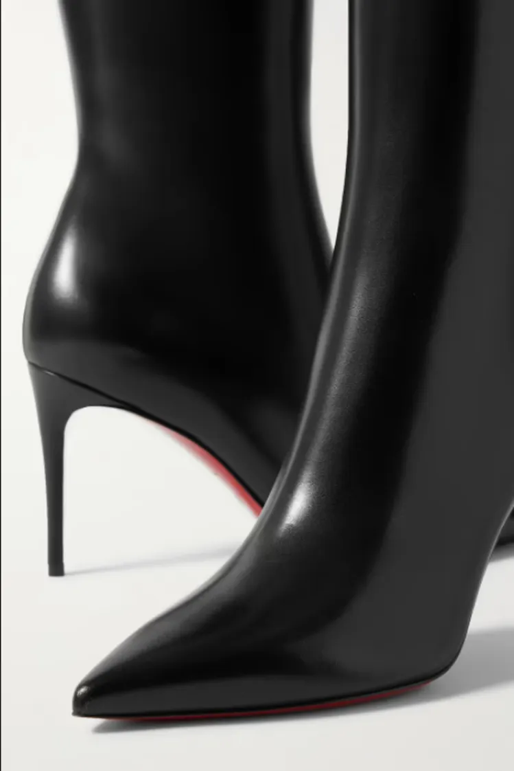 10CM/4 inch Women's Middle Heels Red Bottom Long Boots Knee Sexy Dress Patent Suede Boots
