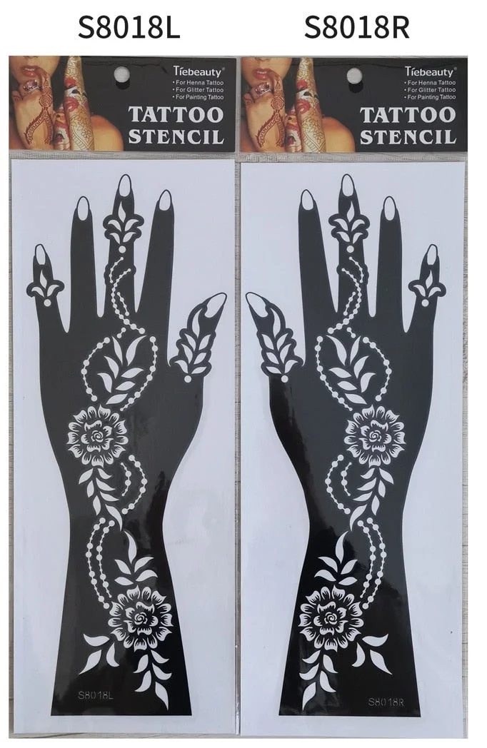 1pair 2pcs hand sleeve temporary tattoo stencil henna lace mandala tattoo template spray paint templates sheets lotus flowers