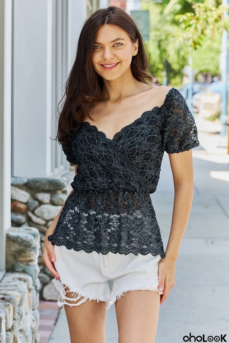 GeeGee Show Stopper Glittler Peplum Top