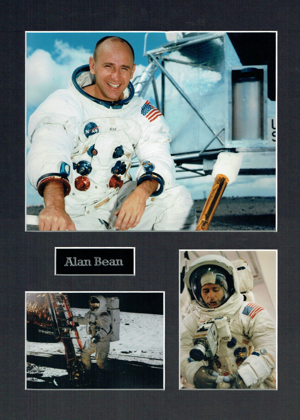 Alan BEAN Apollo 12 16x12 Mounted Photo Poster painting Astronaut Space Montage