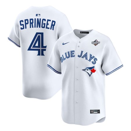 Youth Toronto Blue Jays #4 George Springer  White 2025 World Series Home Replica Player Jersey