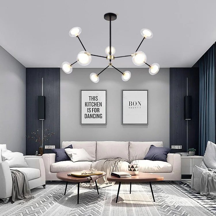 9-light Glass LED Nordic Sputnik Chandeliers Hanging Ceiling Lights - Appledas