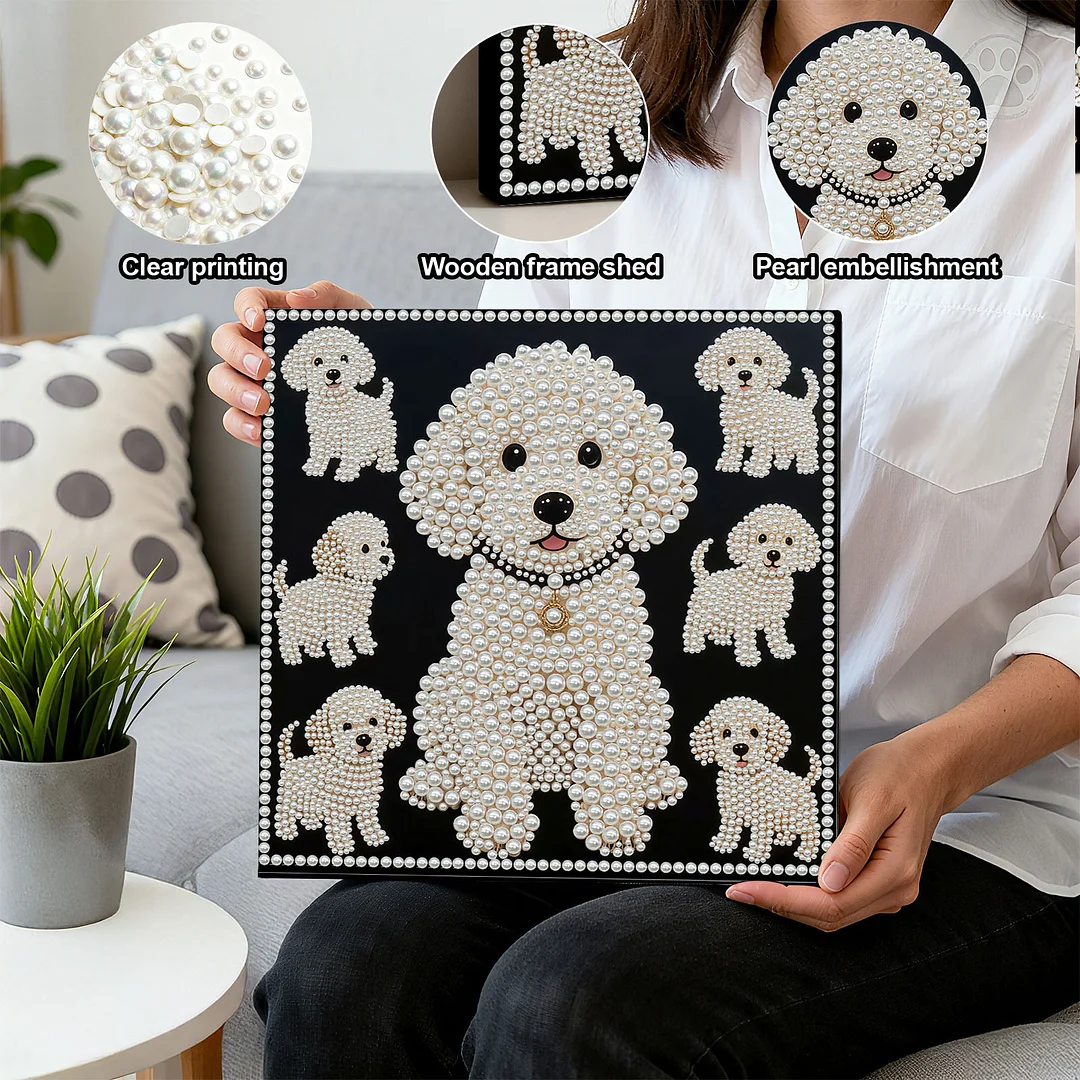 Puppy DIY Pearl Art Diamond Painting With Frame 30x30cm for Adults Home Decor