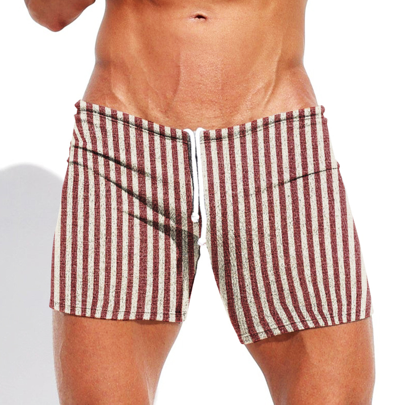 Men's Striped Sexy Tight Shorts / TECHWEAR CLUB / Techwear