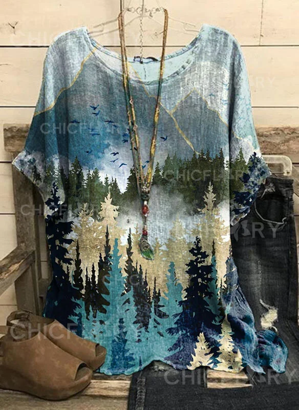 Abstract Forest Vacation Casual Top