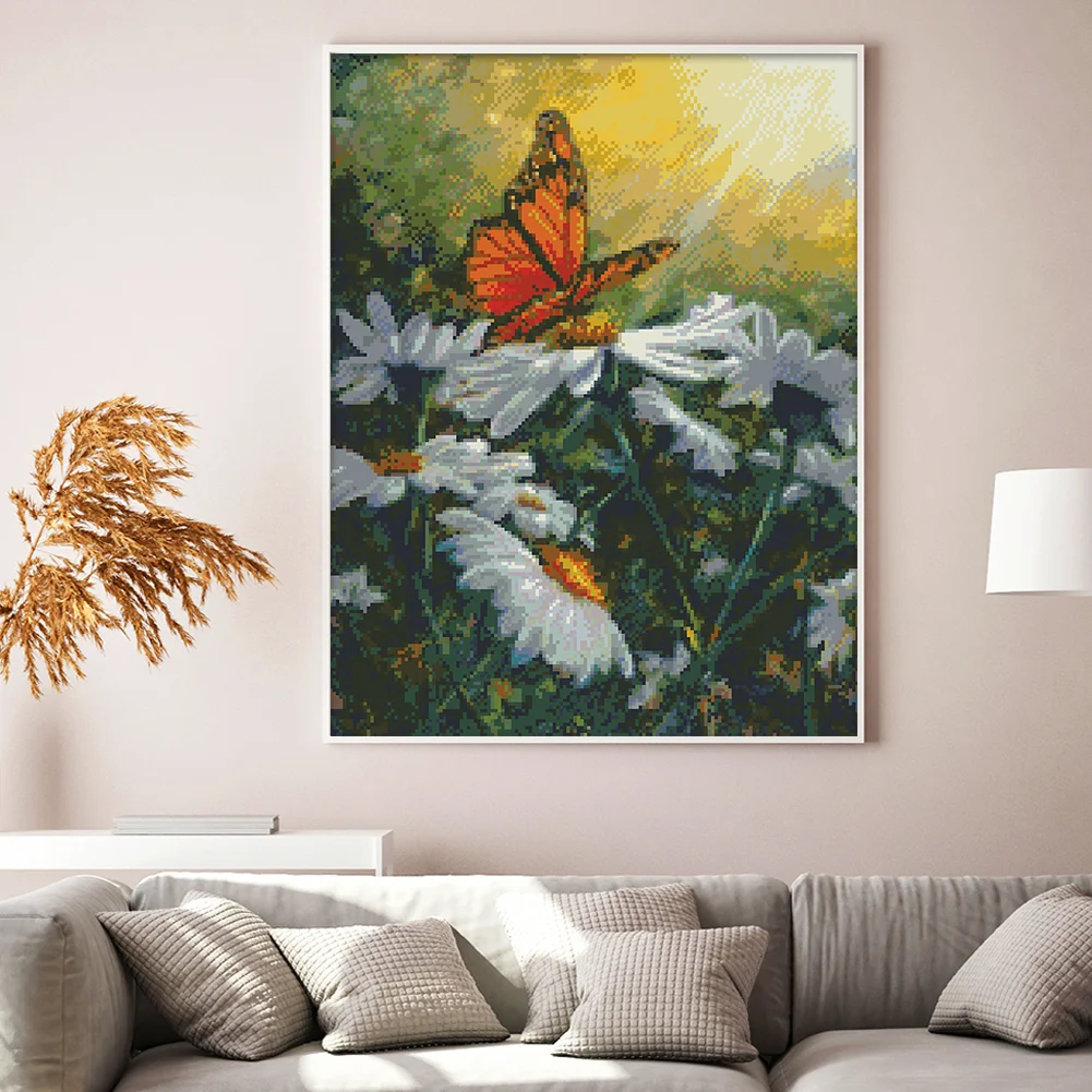 9CT Full Stamped Cross Stitch Bead Embroidery- Butterfly(Canvas|45*58CM)