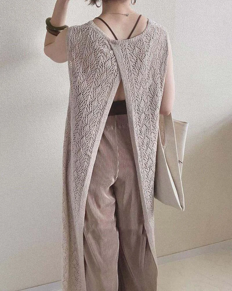 Knitted cutout sleeveless dress