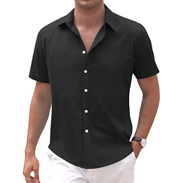 BrosWear Men's Plain Casual Short Sleeve  Shirt