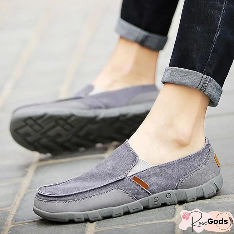 Men Casual Breathable Slip-On Loafers Flat Canvas Shoes