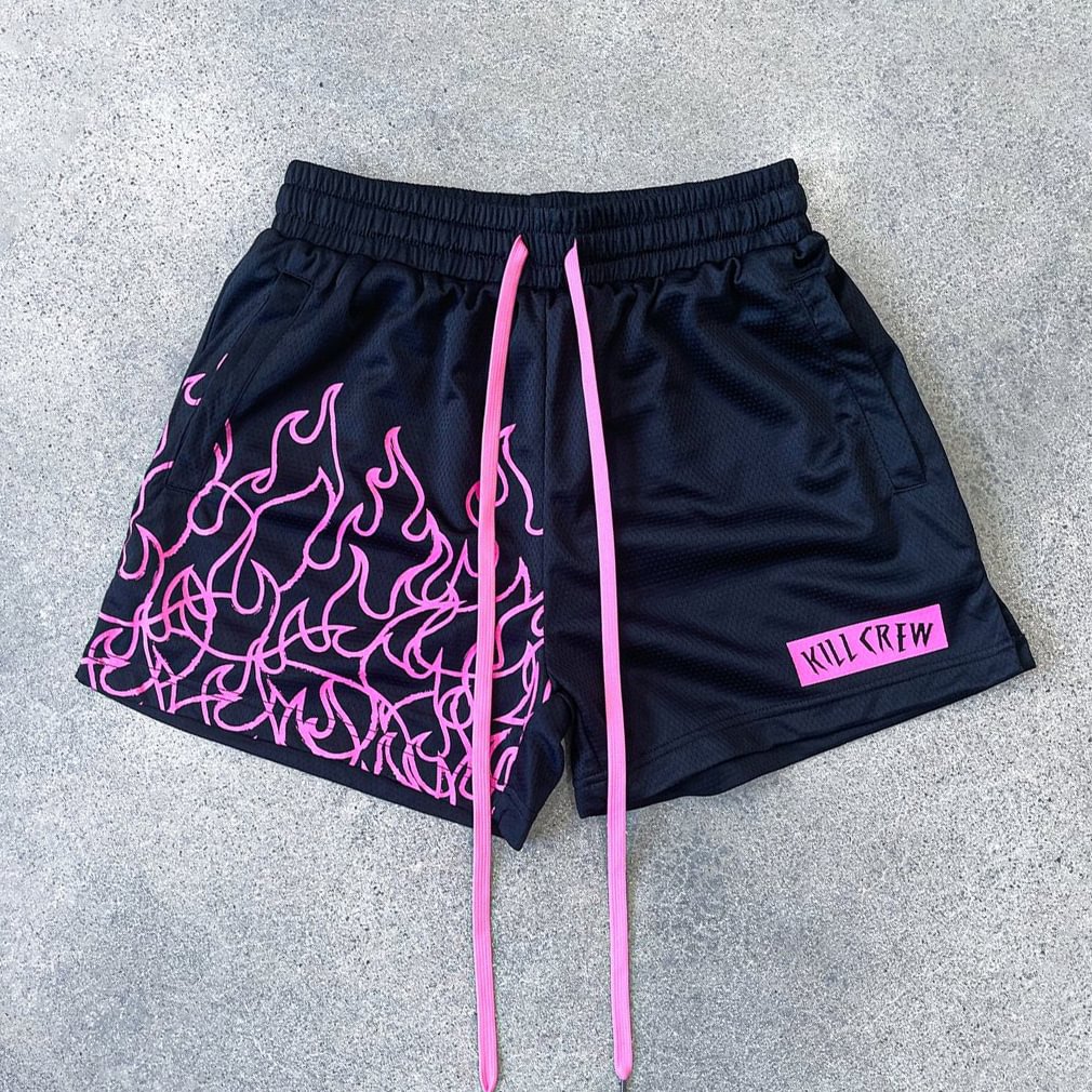 Personalized flame print shorts