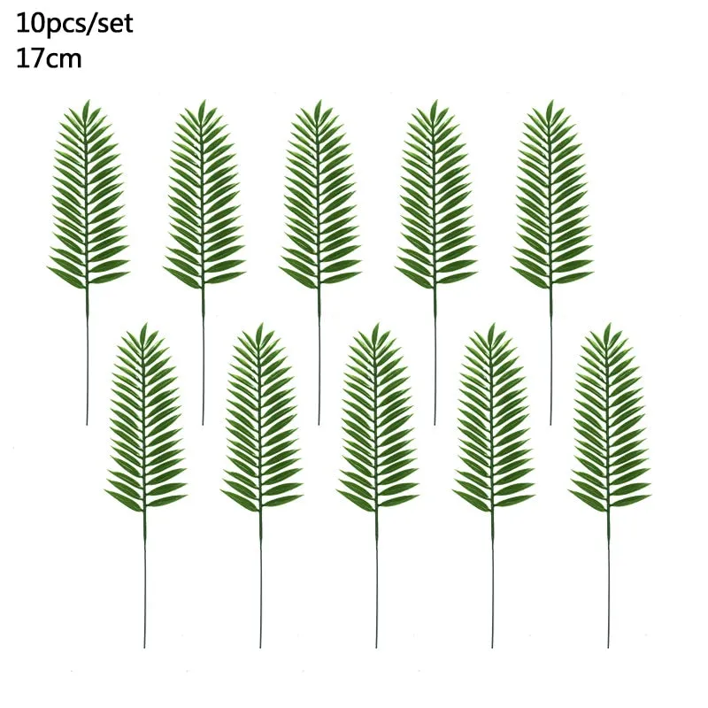 Summer Tropical Artificial Palm Leaves for Wedding Hawaiian Luau Jungle Birthday Party Home Decoration Fake Plant Turtle Leaf