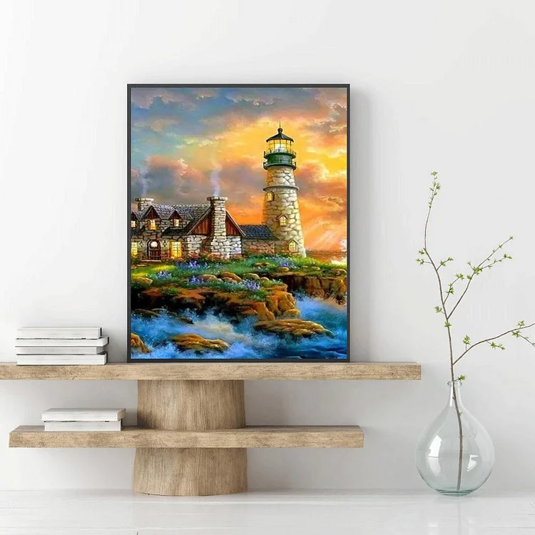 5d Diy Large Diamond Painting Kits For Adult, Seaside Lighthouse