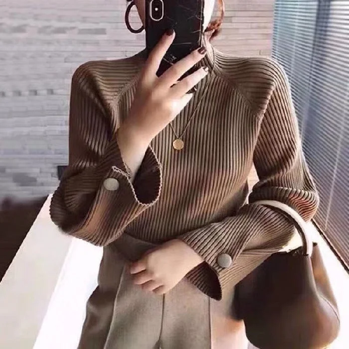 Half High Collar Loose Knit with Top Inside