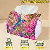 DIY Diamond Art Tissue Box Holder Bird PULeather Diamond Art Desktop Organizer Resin Rhinestone Storage Organizers Gem Art Home Office Decor Craft Gift for Women