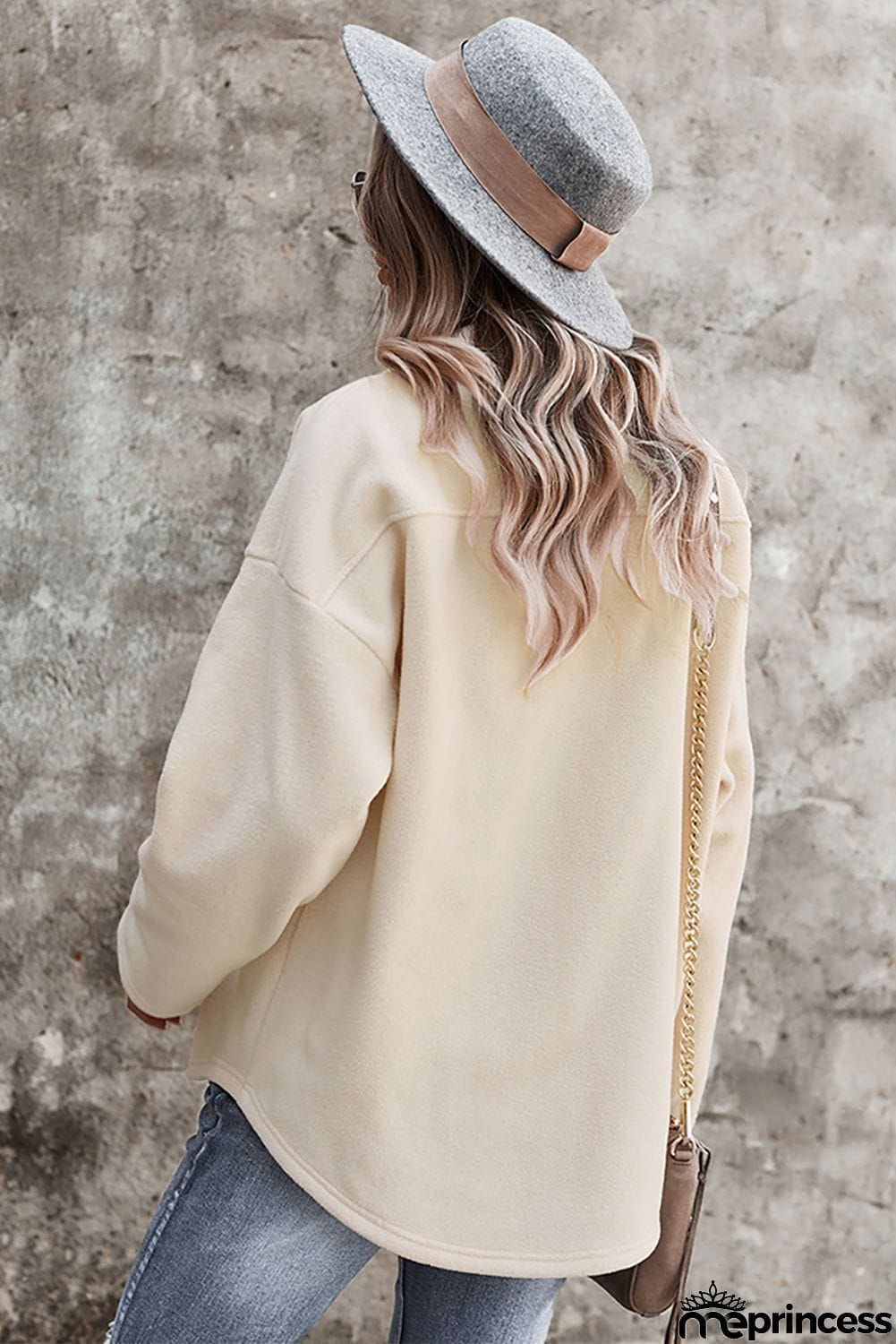 Turn Down Collar Pocket Button Closure Warm Coat