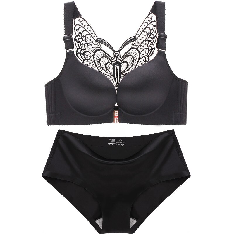  thdmladies Beautiful Back with Traceless Gloss Surface Leopard-print sexy butterfly back bra set thedmladies
