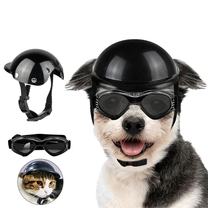 Pet Helmets Dog Cat Bicycle Motorcycle Helmet with Sunglasses