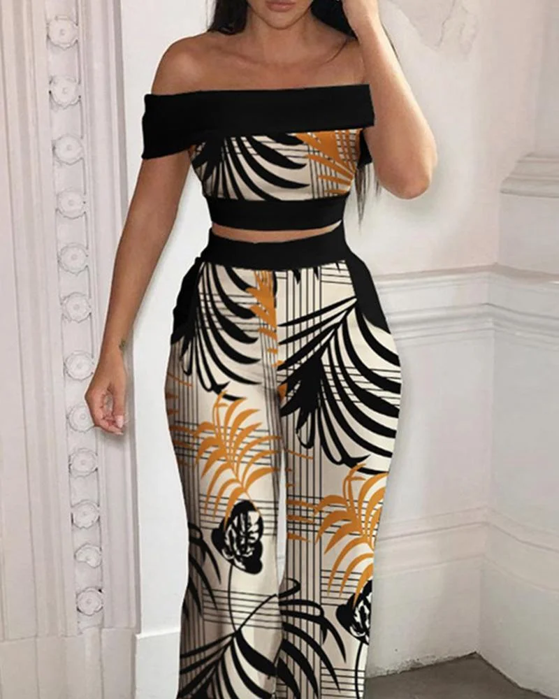 Off Shoulder Jacket Casual Pants Set