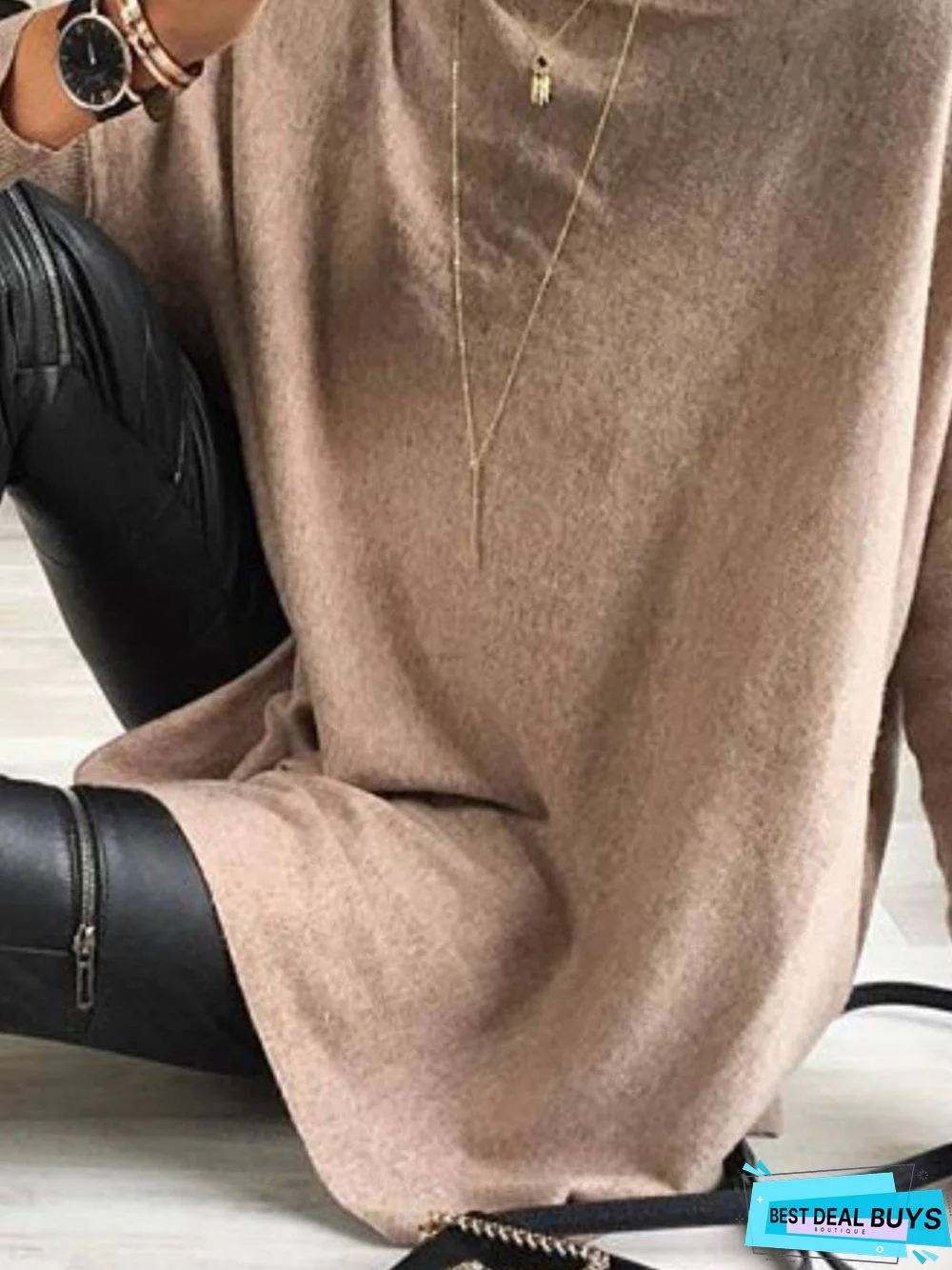 Long Sleeve Cotton-Blend Sweater