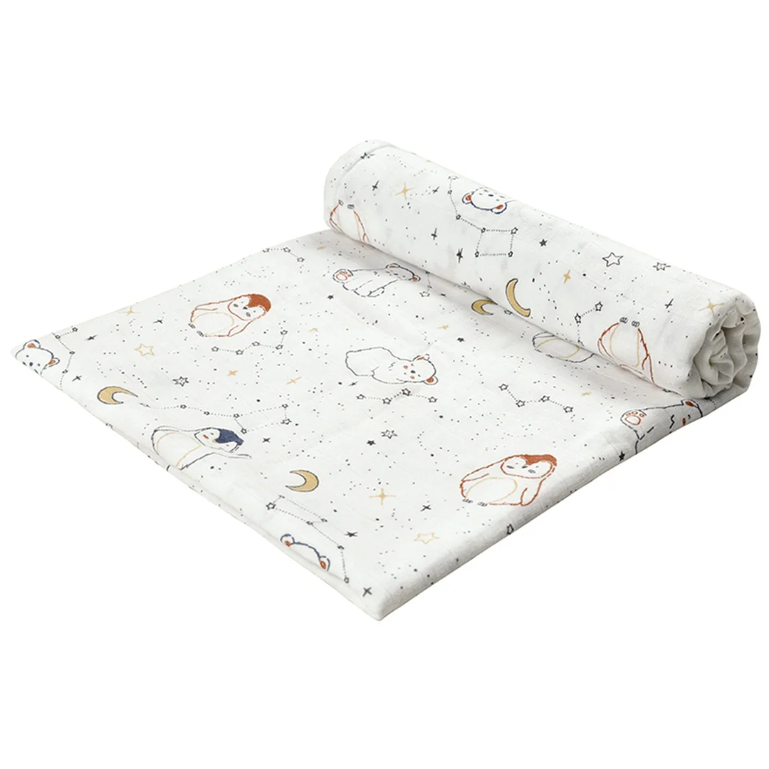 Egmao Baby Bamboo Muslin Swaddle Receiving Blanket 