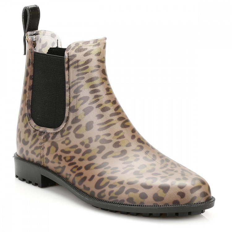 Leopard Print Boots Round Toe Slip-on Chelsea Boots US Size 3-15 |FSJ Shoes