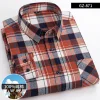 Pure cotton plaid casual square collar pocket long sleeve shirt