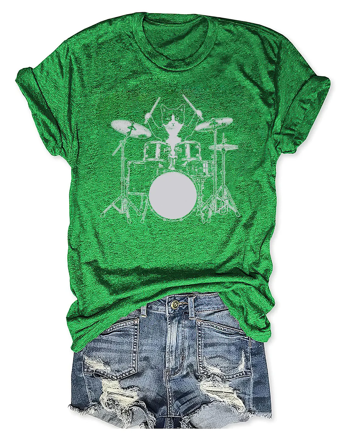 Funny Cat Playing Drums T-shirt