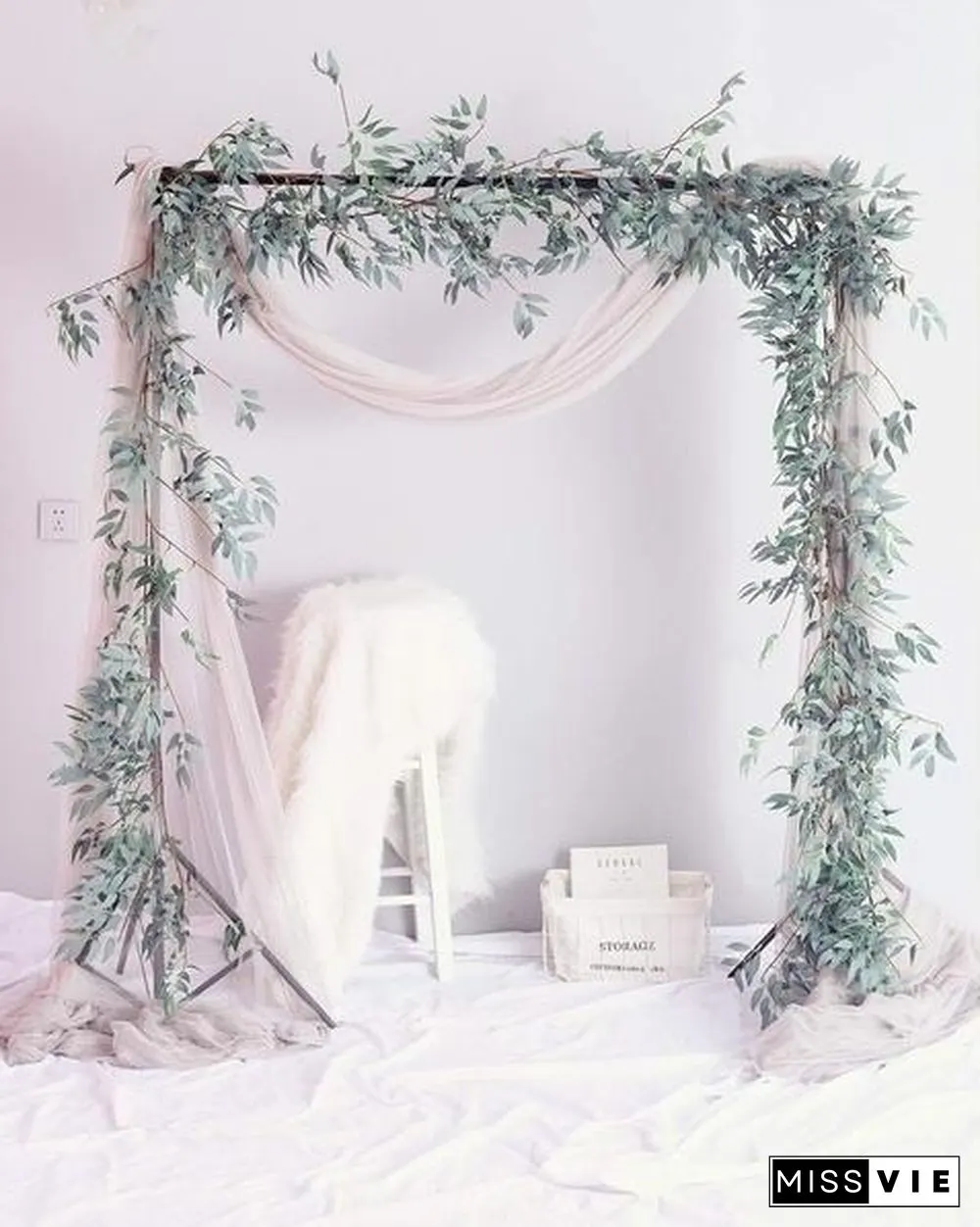 170/100 cm Artificial Willow Leaves Garland Faux Wreath Wedding Backdrop Home Wall Decor 10/8/5/4/2/1 pcs